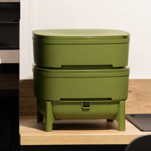WORMcube Vert Design & Compact I Lombricomposteur 2 plateaux + 500gr de Vers - Image 4