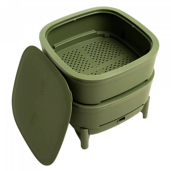 WORMcube Vert Design & Compact I Lombricomposteur 2 plateaux + 500gr de Vers - Image 2