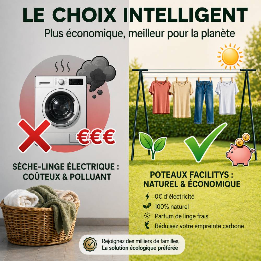 Etendoir à linge extérieur - 2m10 - acier laqué traitement anticorrosion - FACILITYS - Image 7