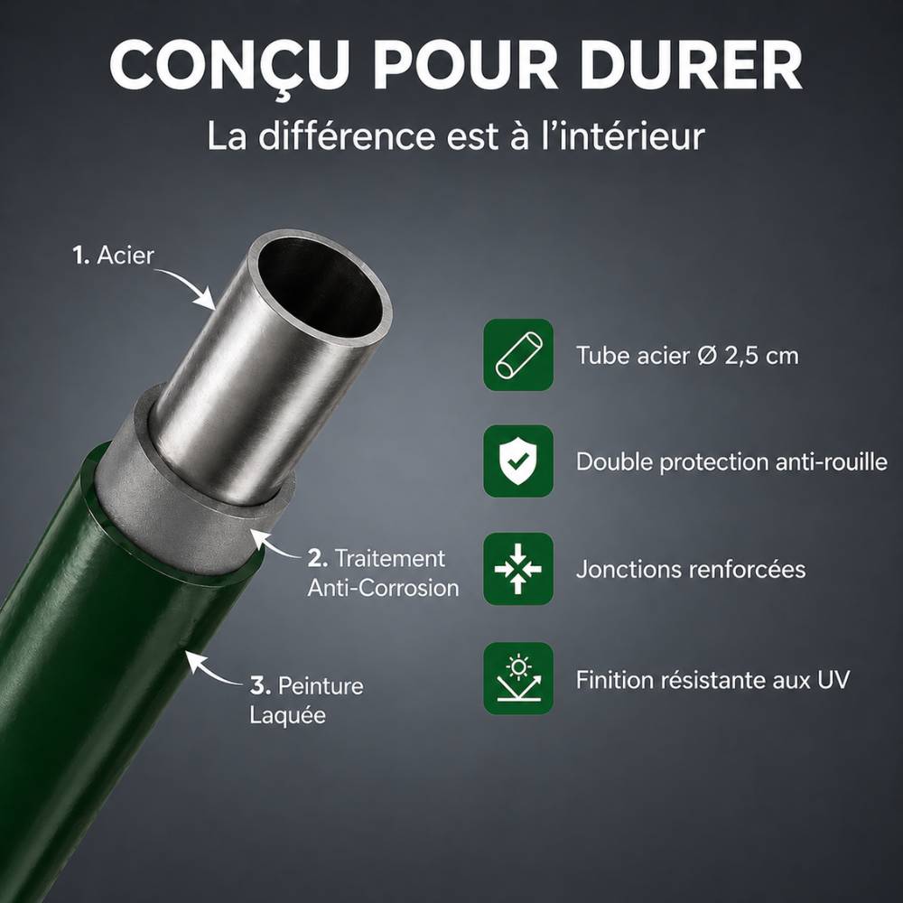Etendoir à linge extérieur - 2m10 - acier laqué traitement anticorrosion - FACILITYS - Image 5