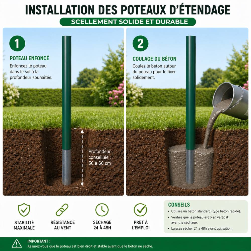 Etendoir à linge extérieur - 2m10 - acier laqué traitement anticorrosion - FACILITYS - Image 6