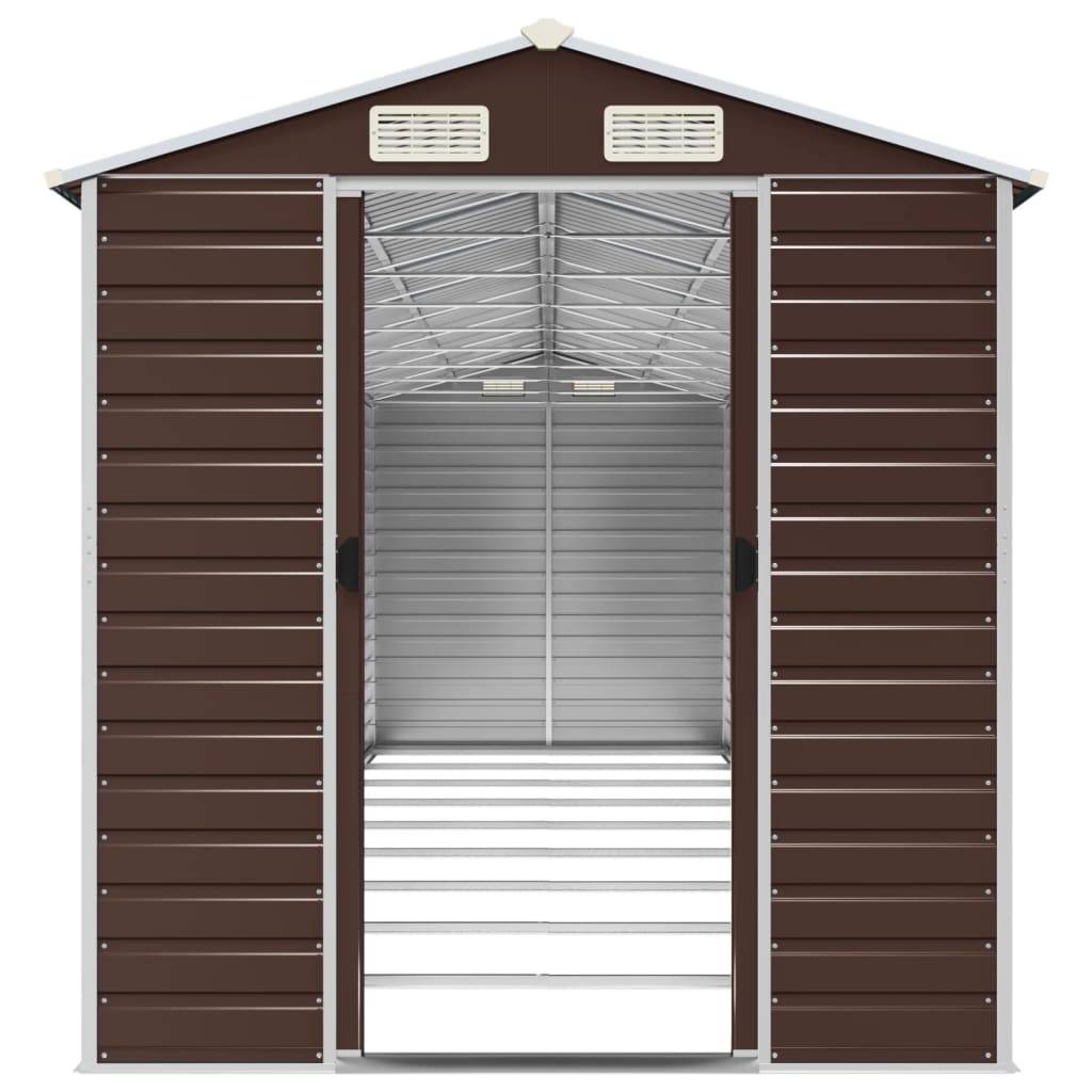 Vidaxl - Abri de jardin marron 191x810x198 cm acier galvanisé vidaXL 3188272 - Image 6