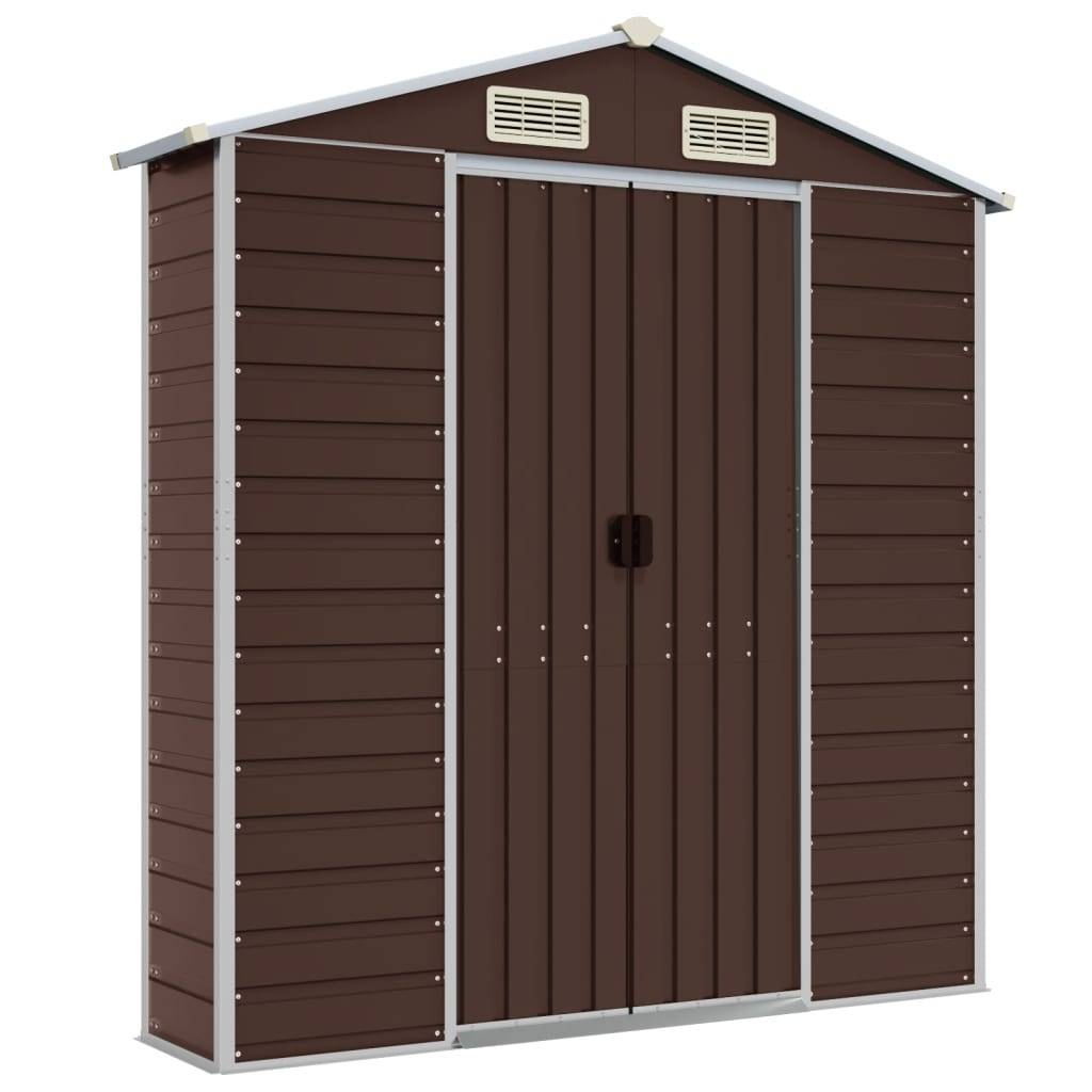 Vidaxl - Abri de jardin marron 191x810x198 cm acier galvanisé vidaXL 3188272 - Image 7