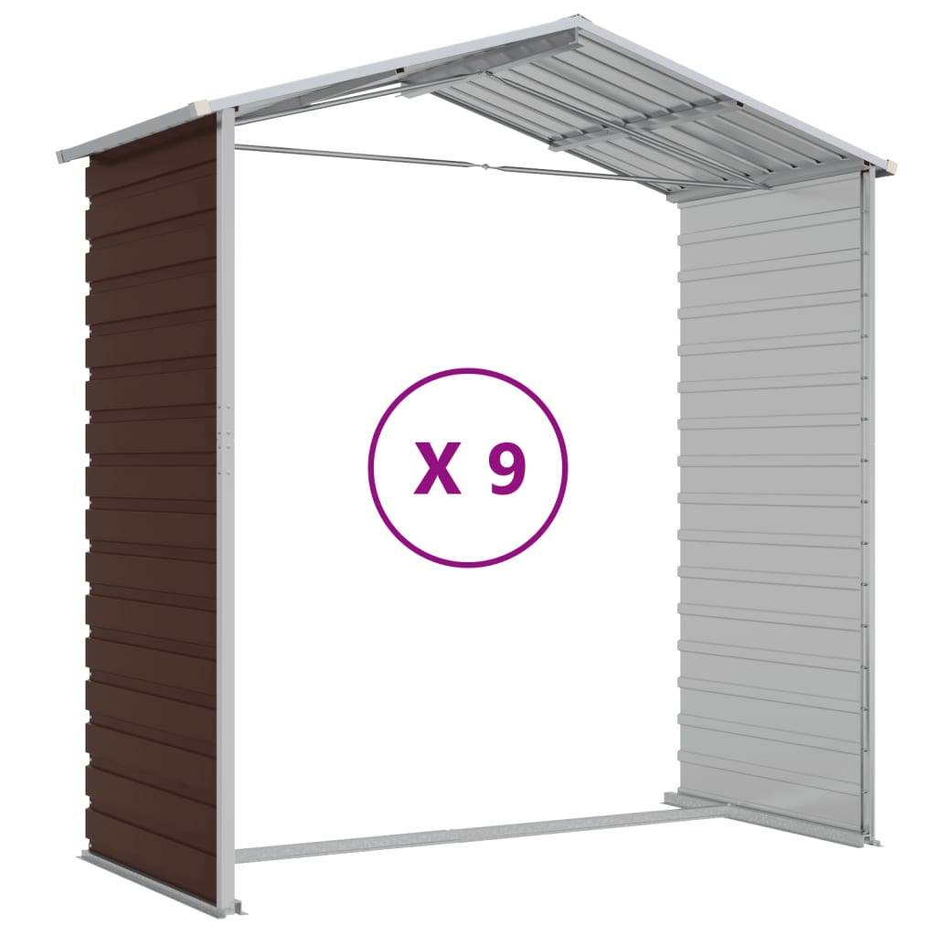Vidaxl - Abri de jardin marron 191x810x198 cm acier galvanisé vidaXL 3188272 - Image 8