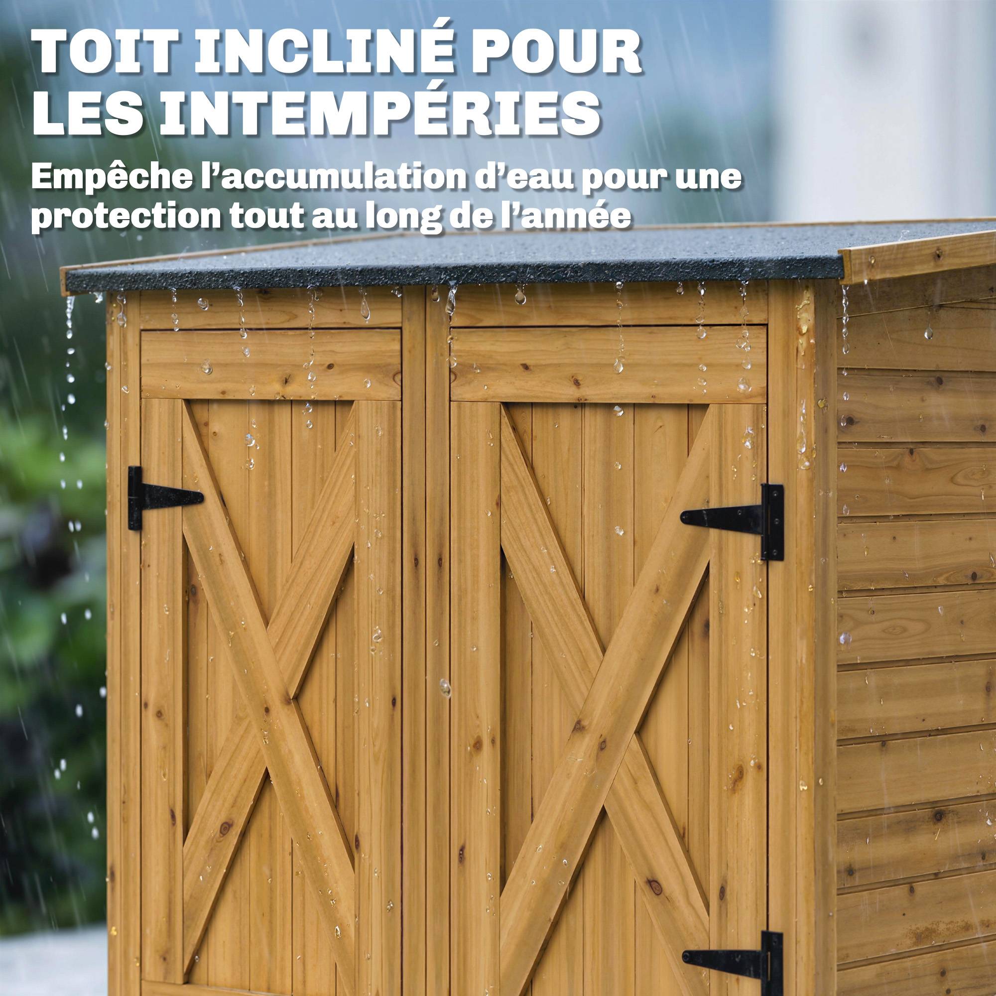 Sans Marque - Abri de Rangement en Bois, Cabane de Jardin avec 2 Étagères, Marron - Image 6