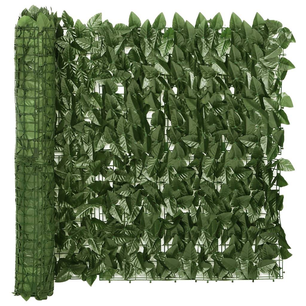 Helloshop26 - Écran de balcon brise pare vue protection confidentialité avec feuilles 600 x 75 cm vert foncé - Image 1