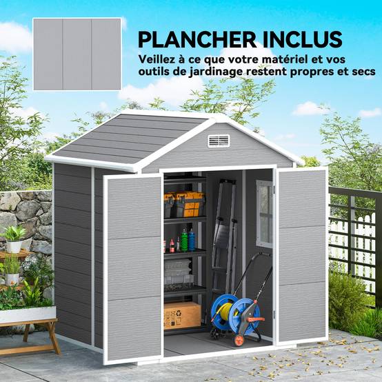Abri de jardin polypropylènes gris 182 x 151 x 219 cm - PANGIVO - Image 7