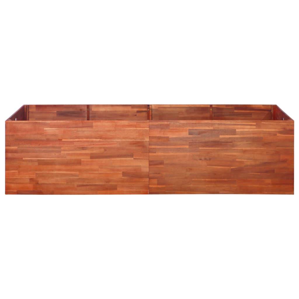 Jardinière lit surélevé plantes fleurs jardin bois d'acacia 200 x 50 x 50 cm - Image 2