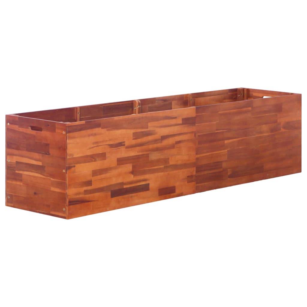 Jardinière lit surélevé plantes fleurs jardin bois d'acacia 200 x 50 x 50 cm - Image 1