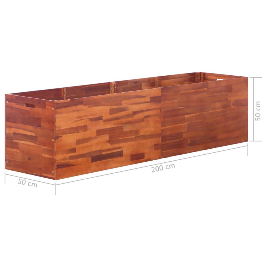Jardinière lit surélevé plantes fleurs jardin bois d'acacia 200 x 50 x 50 cm - Image 6