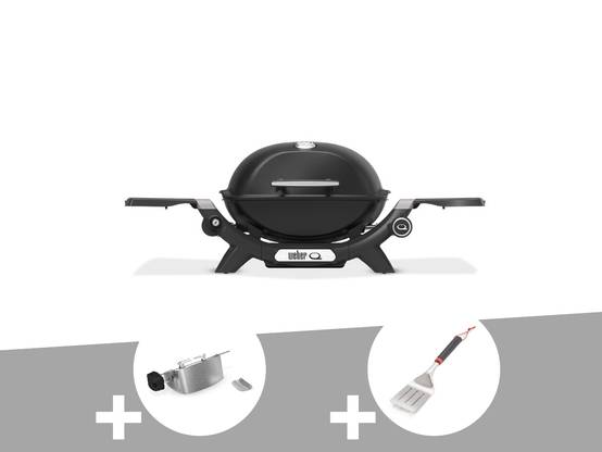 Weber - Barbecue à gaz Q 1200N noir + Rôtissoire + Spatule - Weber - Image 1