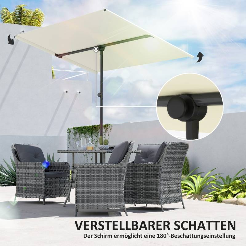 Parasol balcon polyester mât alu rotatif 180° hauteur réglable 150x205cm beige - ComfortXL Outdoor Living - Image 4