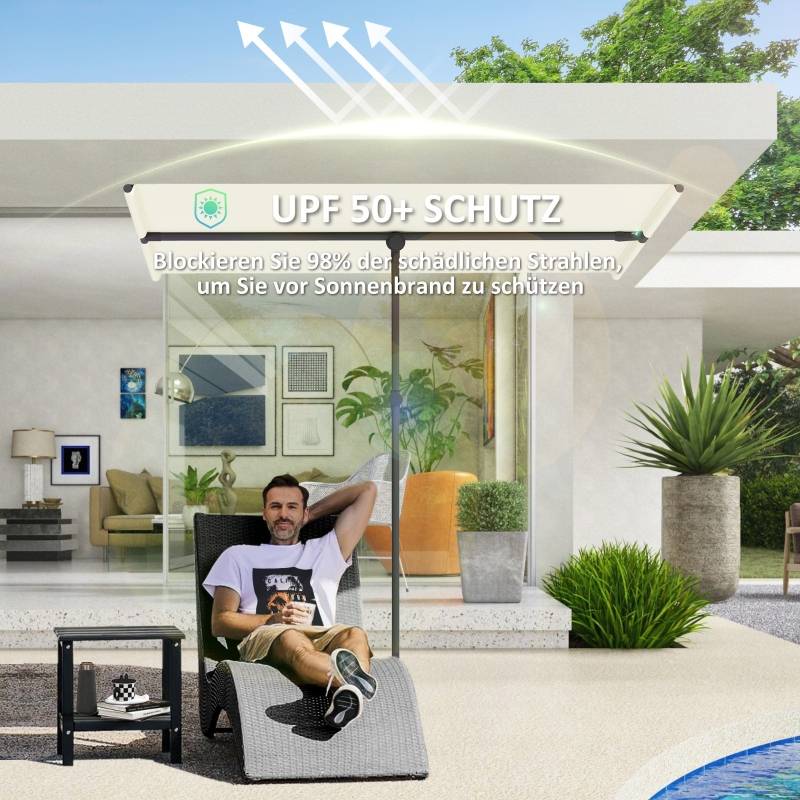 Parasol balcon polyester mât alu rotatif 180° hauteur réglable 150x205cm beige - ComfortXL Outdoor Living - Image 6