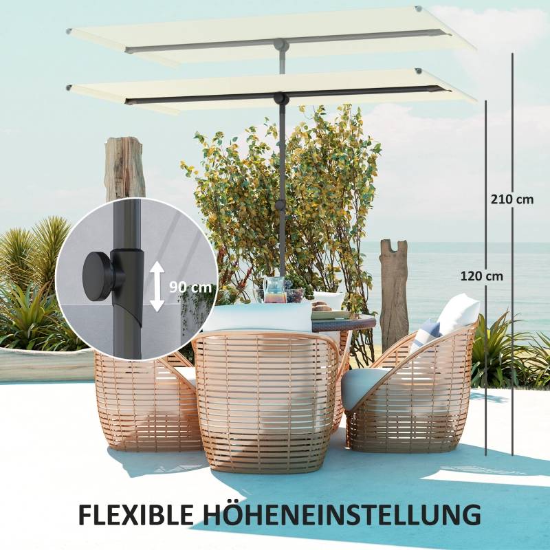 Parasol balcon polyester mât alu rotatif 180° hauteur réglable 150x205cm beige - ComfortXL Outdoor Living - Image 5