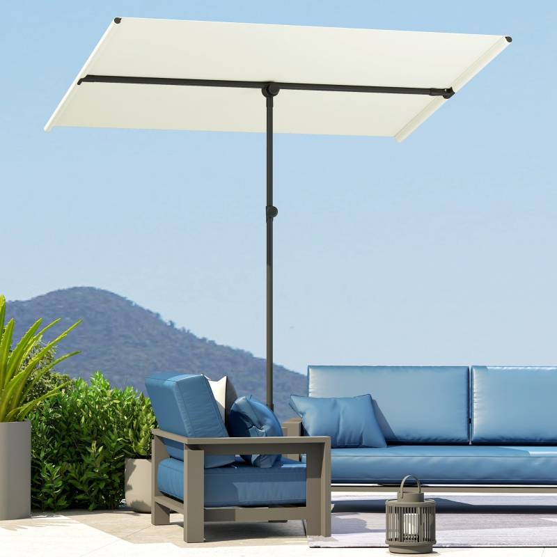Parasol balcon polyester mât alu rotatif 180° hauteur réglable 150x205cm beige - ComfortXL Outdoor Living - Image 7