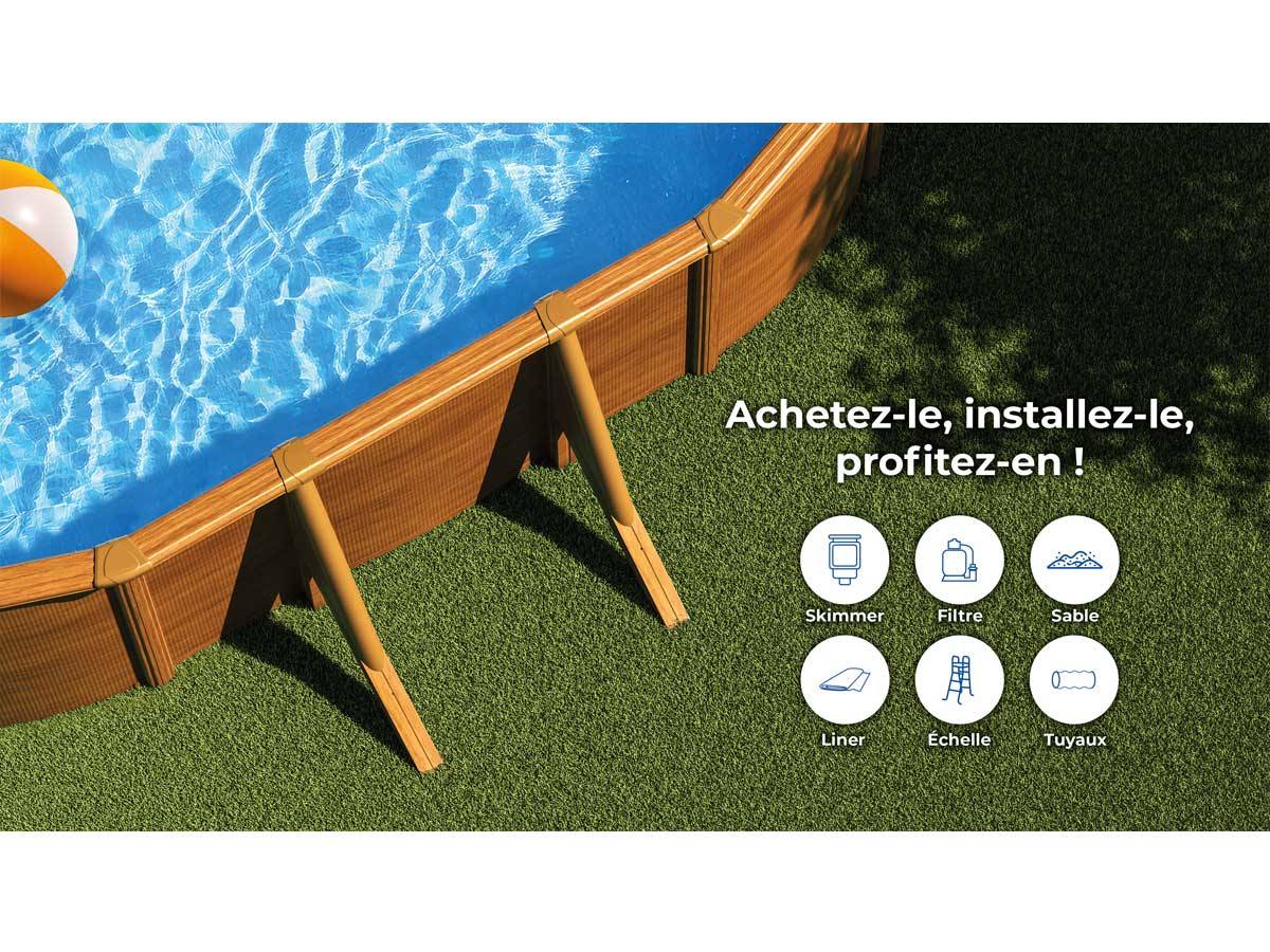 Gré - Piscine acier aspect bois Gré Pacific ovale 7,44 x 3,99 x 1,22 m - Gré - Image 4