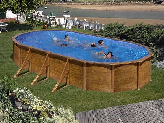 Gré - Piscine acier aspect bois Gré Pacific ovale 7,44 x 3,99 x 1,22 m - Gré - Image 1