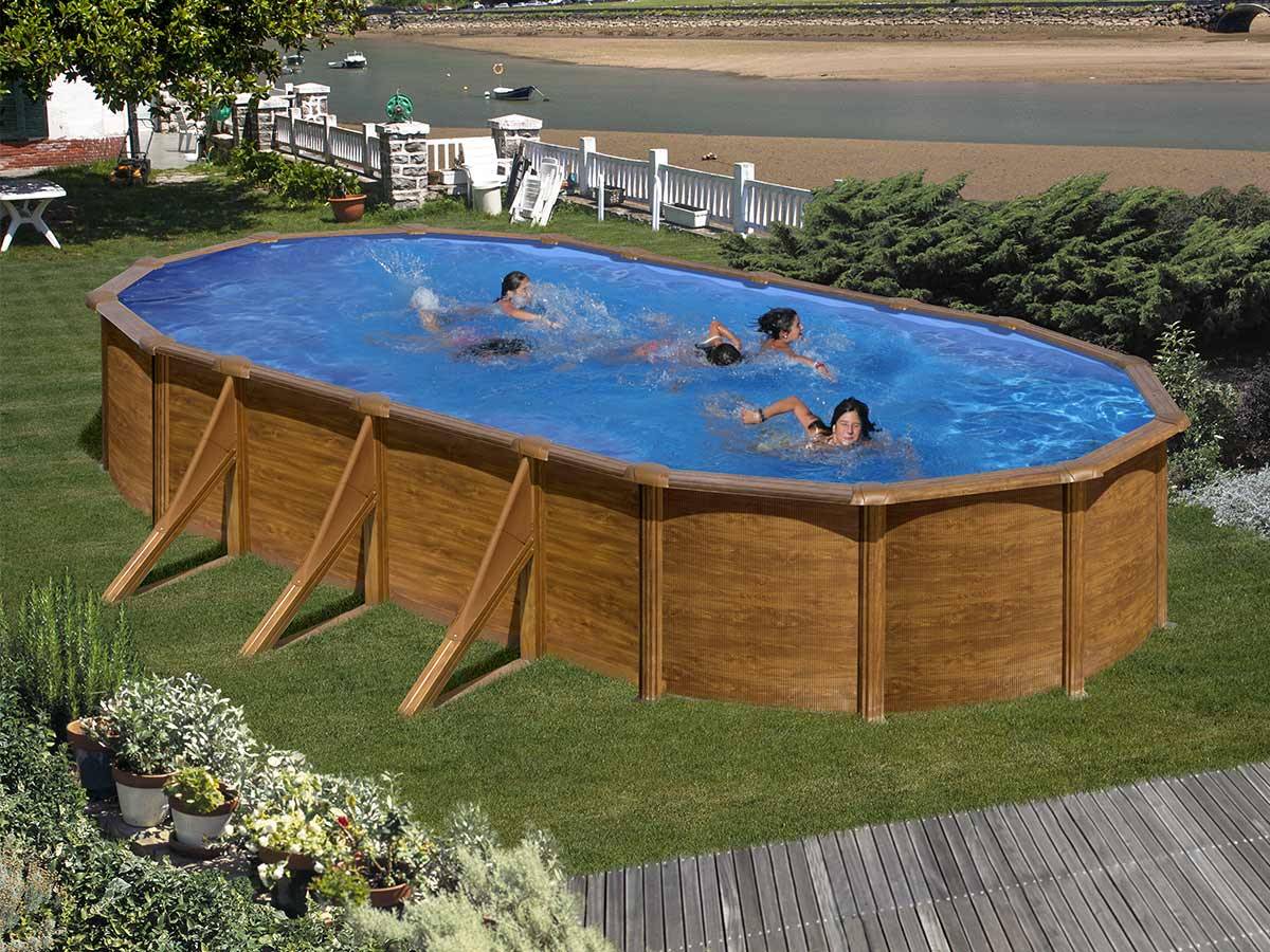 Gré - Piscine acier aspect bois Gré Pacific ovale 7,44 x 3,99 x 1,22 m - Gré - Image 1