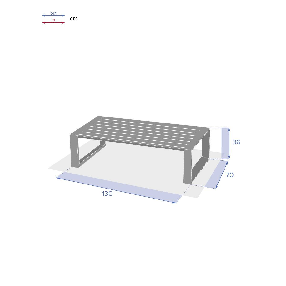 Hesperide - Table basse de jardin rectangulaire "Allure" graphite 130x70x36cm en aluminium traité époxy Hespéride - Image 2