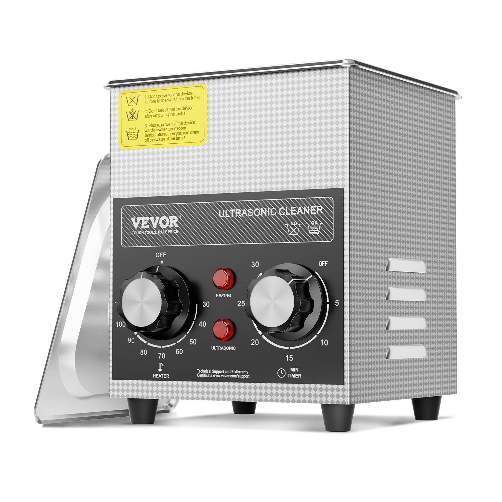 VEVOR Nettoyeur ultrasons 2L, 60W, numérique, chauffage, minuterie, pour bijoux, lunettes, labo. - Image 1