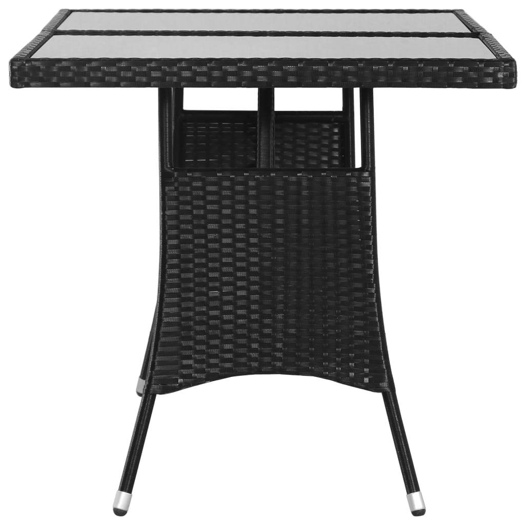 PANGIVO - Table de jardin noire résine tressée 140 x 80 x 74 cm avec verre trempé - PANGIVO - Image 3