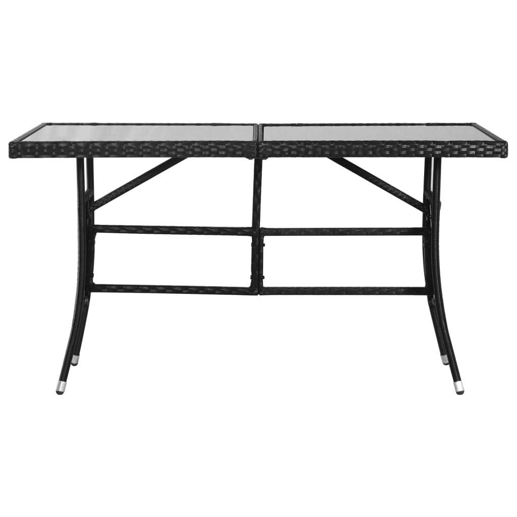 PANGIVO - Table de jardin noire résine tressée 140 x 80 x 74 cm avec verre trempé - PANGIVO - Image 2