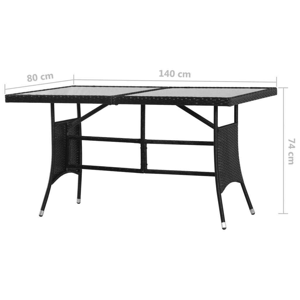 PANGIVO - Table de jardin noire résine tressée 140 x 80 x 74 cm avec verre trempé - PANGIVO - Image 6
