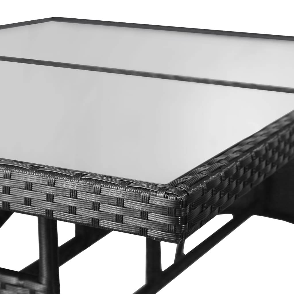 PANGIVO - Table de jardin noire résine tressée 140 x 80 x 74 cm avec verre trempé - PANGIVO - Image 4