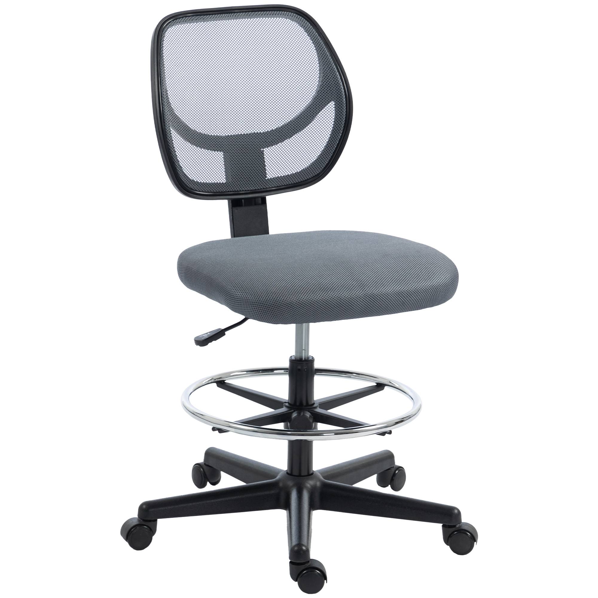 Sans Marque - Chaise bureau ergonomique, fauteuil de bureau avec repose-pieds, chaise à dessin en maille, hauteur réglable, gris foncé - Image 1