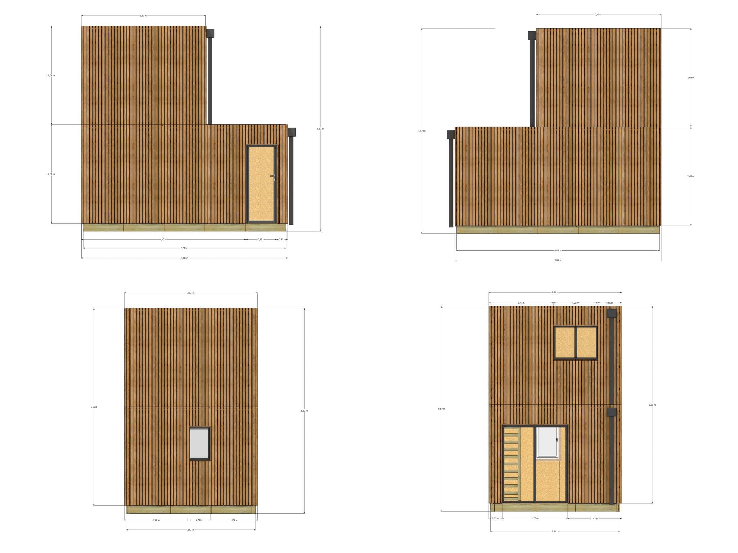 Studio de jardin bien isolé en bois 5,5 x 3,5 x 2,7 m / isolation RE2020 avec plancher isolé avec mezzanine et terrasse - Image 4