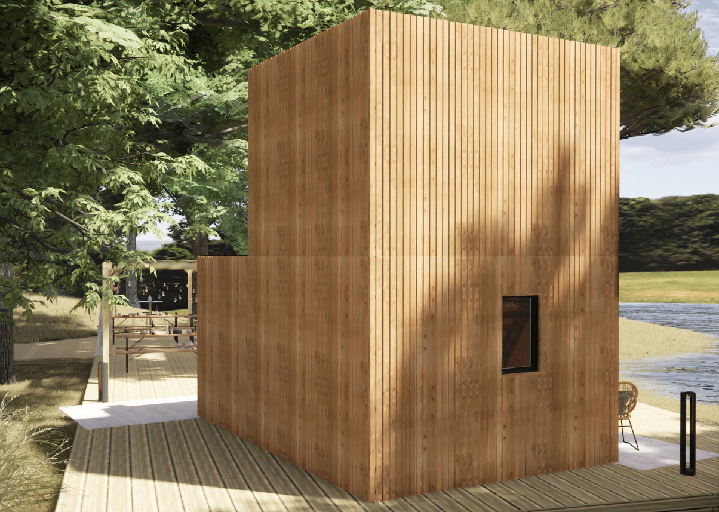 Studio de jardin bien isolé en bois 5,5 x 3,5 x 2,7 m / isolation RE2020 avec plancher isolé avec mezzanine et terrasse - Image 10