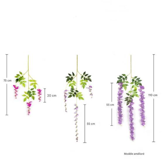Lot de 12 Rotins de Glycine et Violet Artificiels Blanc - Décoration Plafond Mariage Élégante - Lytech - Image 5