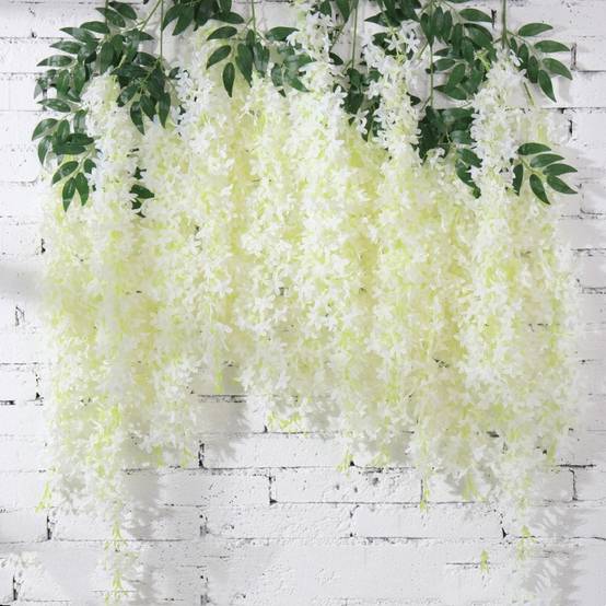 Lot de 12 Rotins de Glycine et Violet Artificiels Blanc - Décoration Plafond Mariage Élégante - Lytech - Image 4
