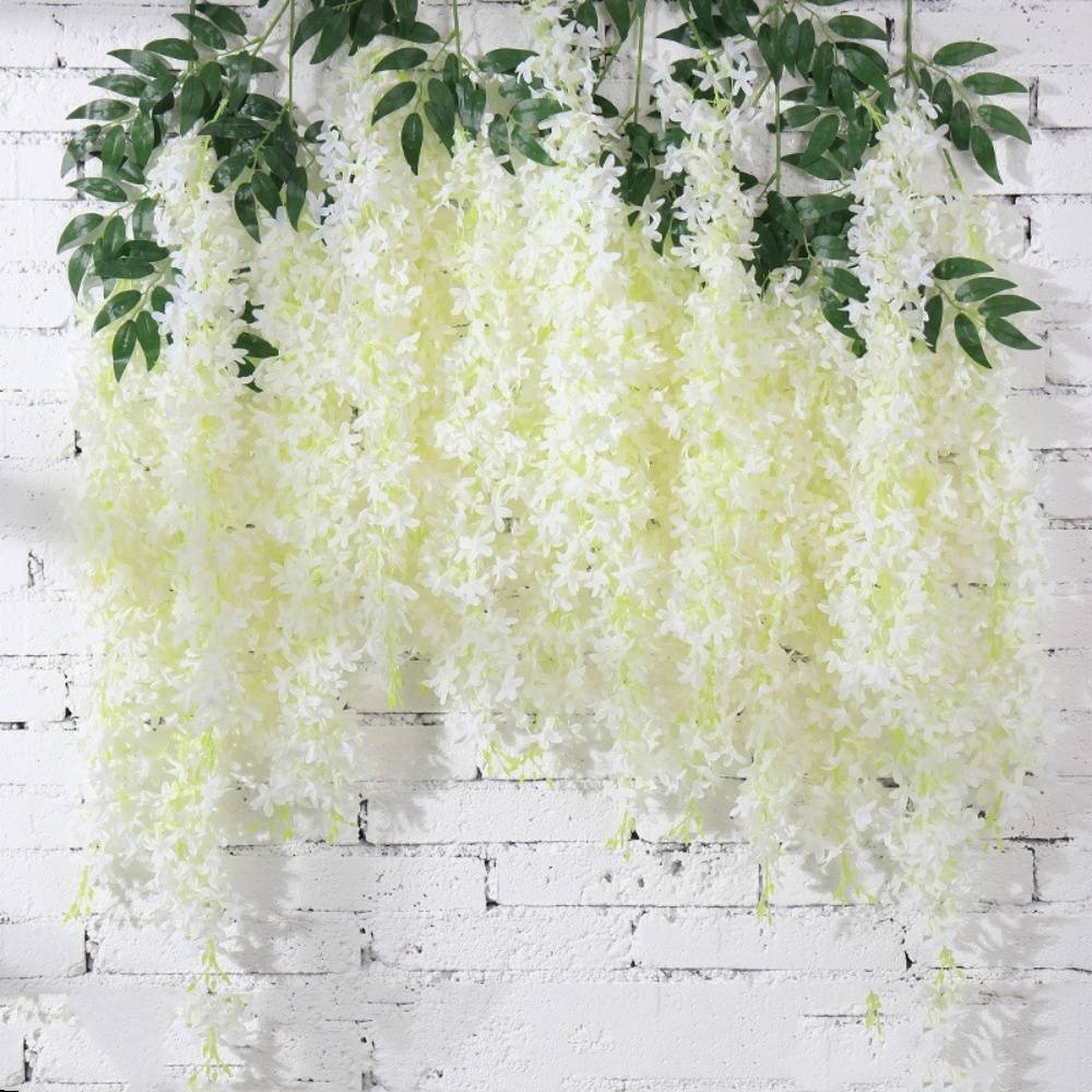 Lot de 12 Rotins de Glycine et Violet Artificiels Blanc - Décoration Plafond Mariage Élégante - Lytech - Image 4