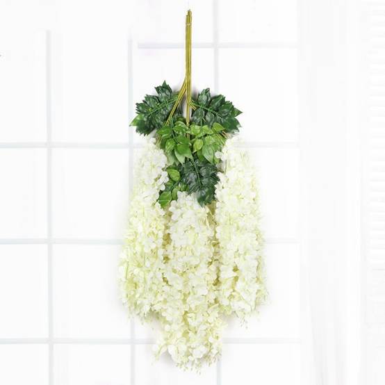 Lot de 12 Rotins de Glycine et Violet Artificiels Blanc - Décoration Plafond Mariage Élégante - Lytech - Image 1