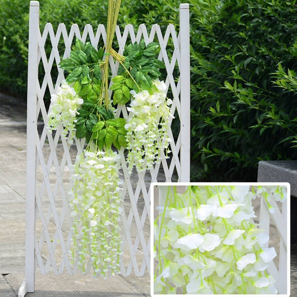 Lot de 12 Rotins de Glycine et Violet Artificiels Blanc - Décoration Plafond Mariage Élégante - Lytech - Image 3