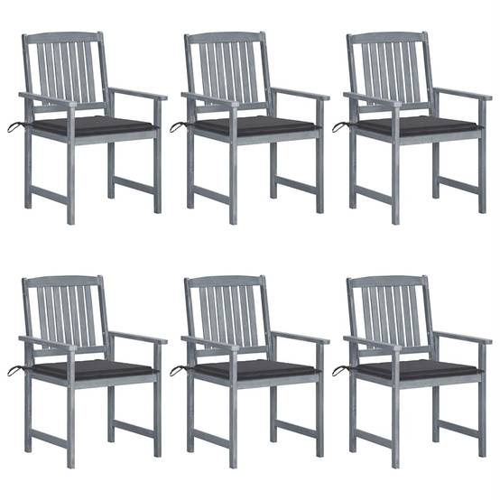 Lot de 6 chaises de jardin bois d'acacia gris 61 x 57 x 92 cm - PANGIVO - Image 1
