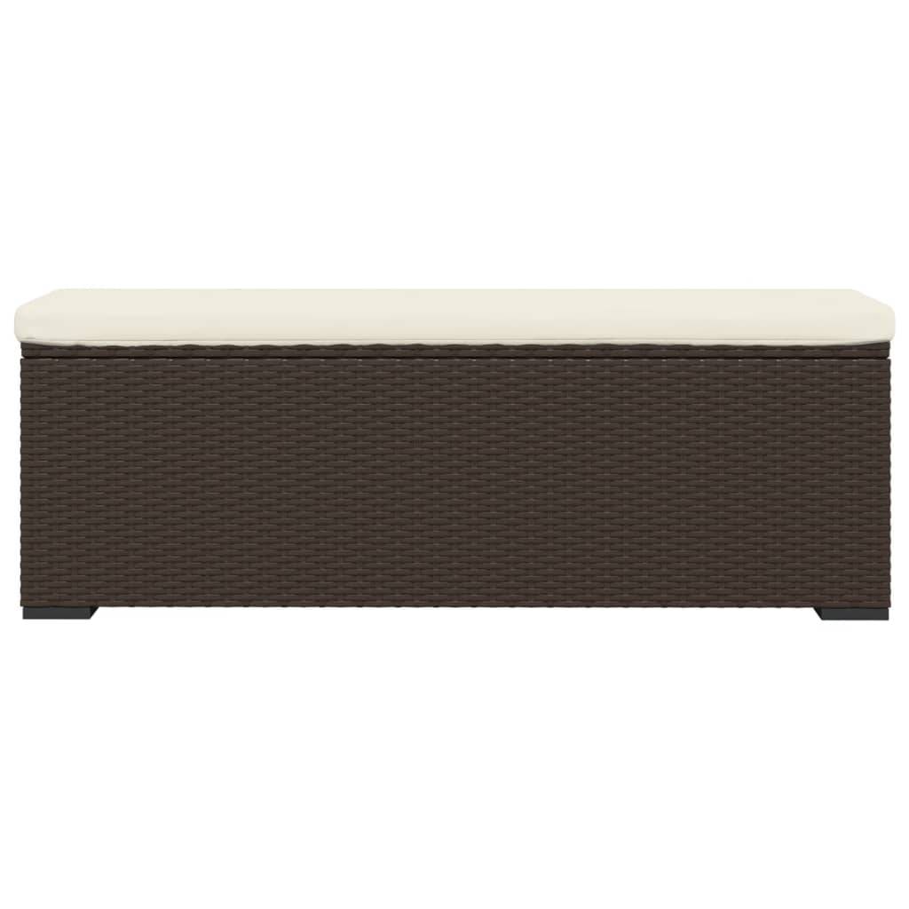 Helloshop26 - Banc de jardin meuble de patio d'extérieur terrasse pouf avec coussin 110 x 30 x 40 cm résine tressée marron - Image 2