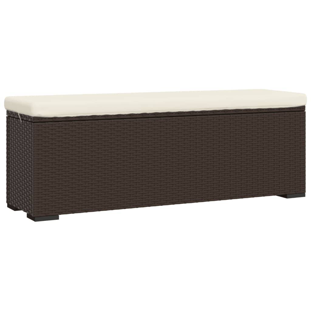 Helloshop26 - Banc de jardin meuble de patio d'extérieur terrasse pouf avec coussin 110 x 30 x 40 cm résine tressée marron - Image 1