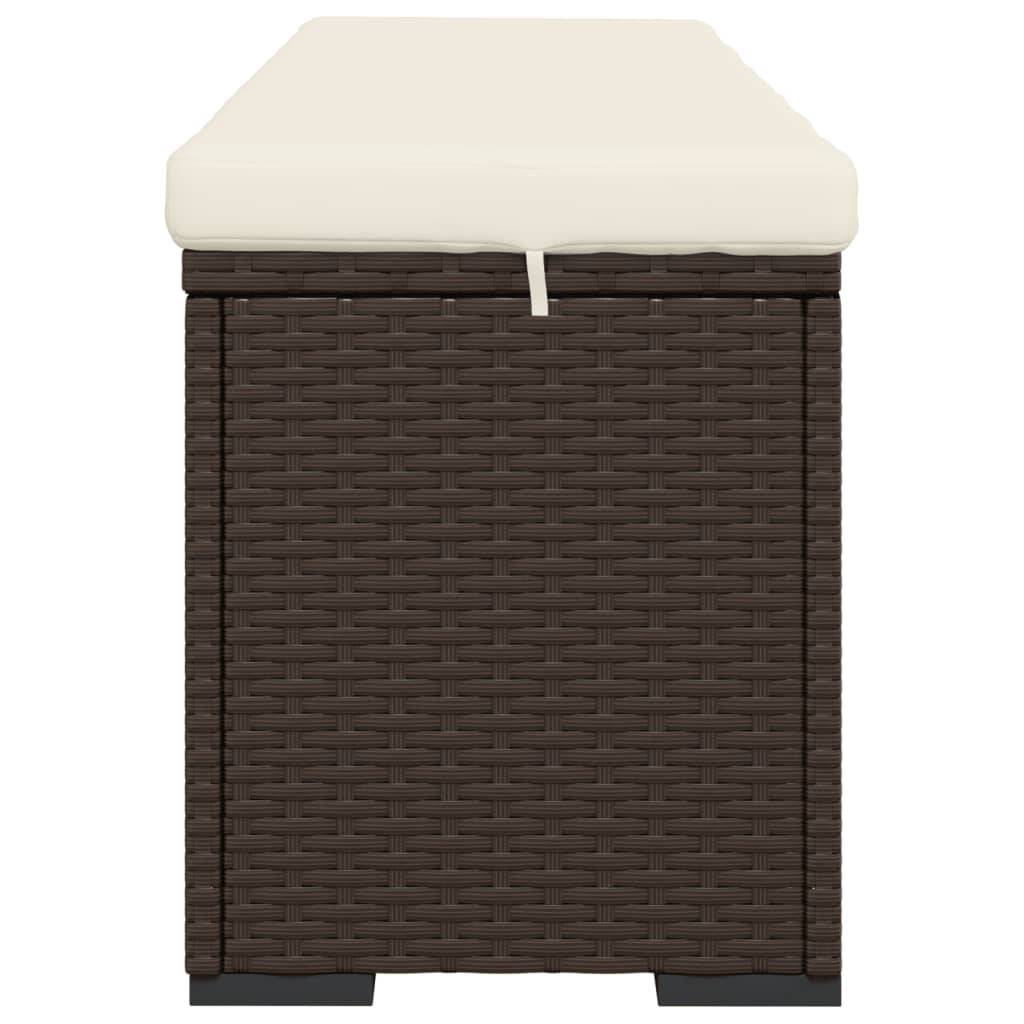 Helloshop26 - Banc de jardin meuble de patio d'extérieur terrasse pouf avec coussin 110 x 30 x 40 cm résine tressée marron - Image 4