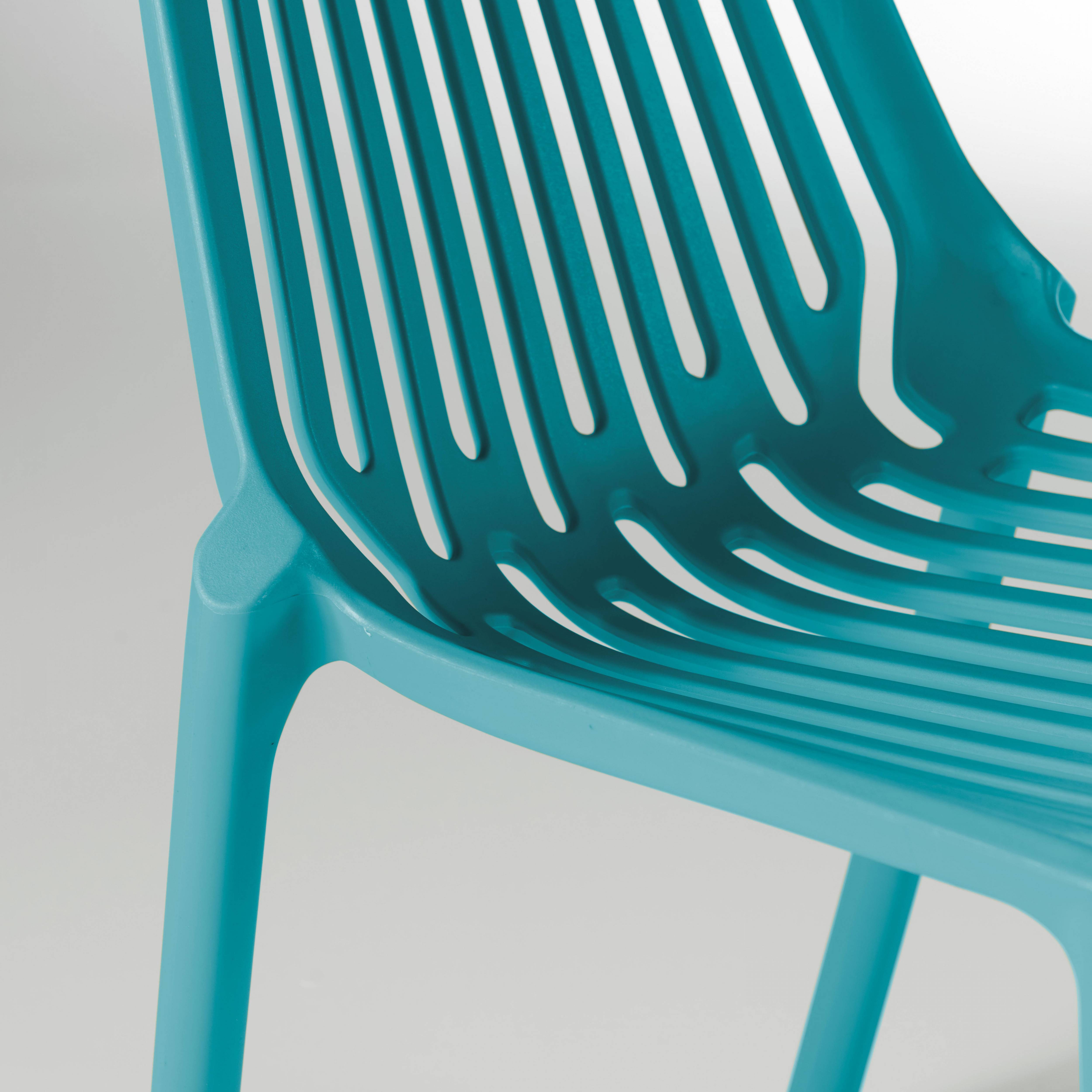 Oviala - Chaise de jardin ajourée en plastique bleu Paris - Oviala - Image 5