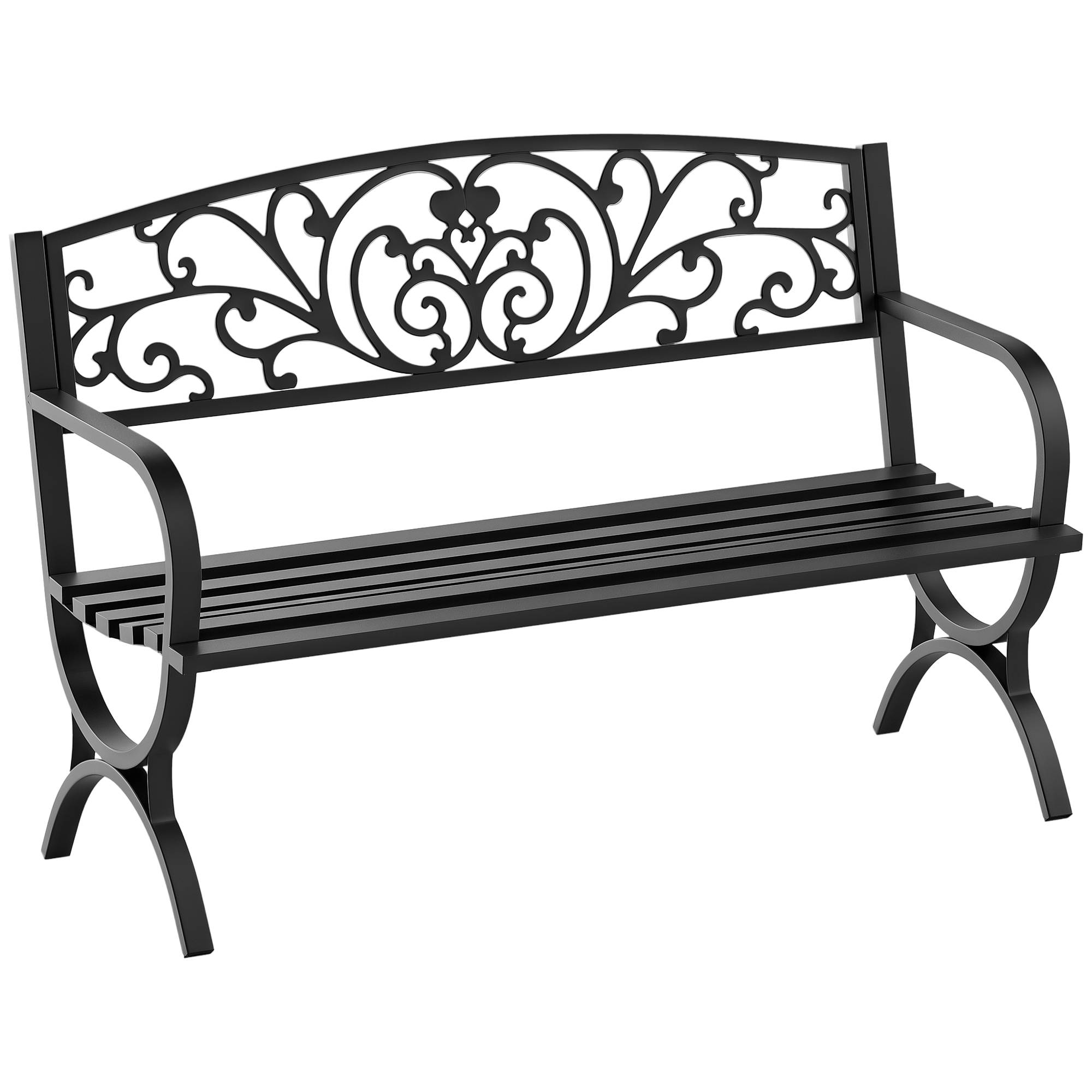 Banc de jardin terrasse en acier fonte noir 3 places 127 x 60 x 85 cm charge max 240 Kg - Image 1