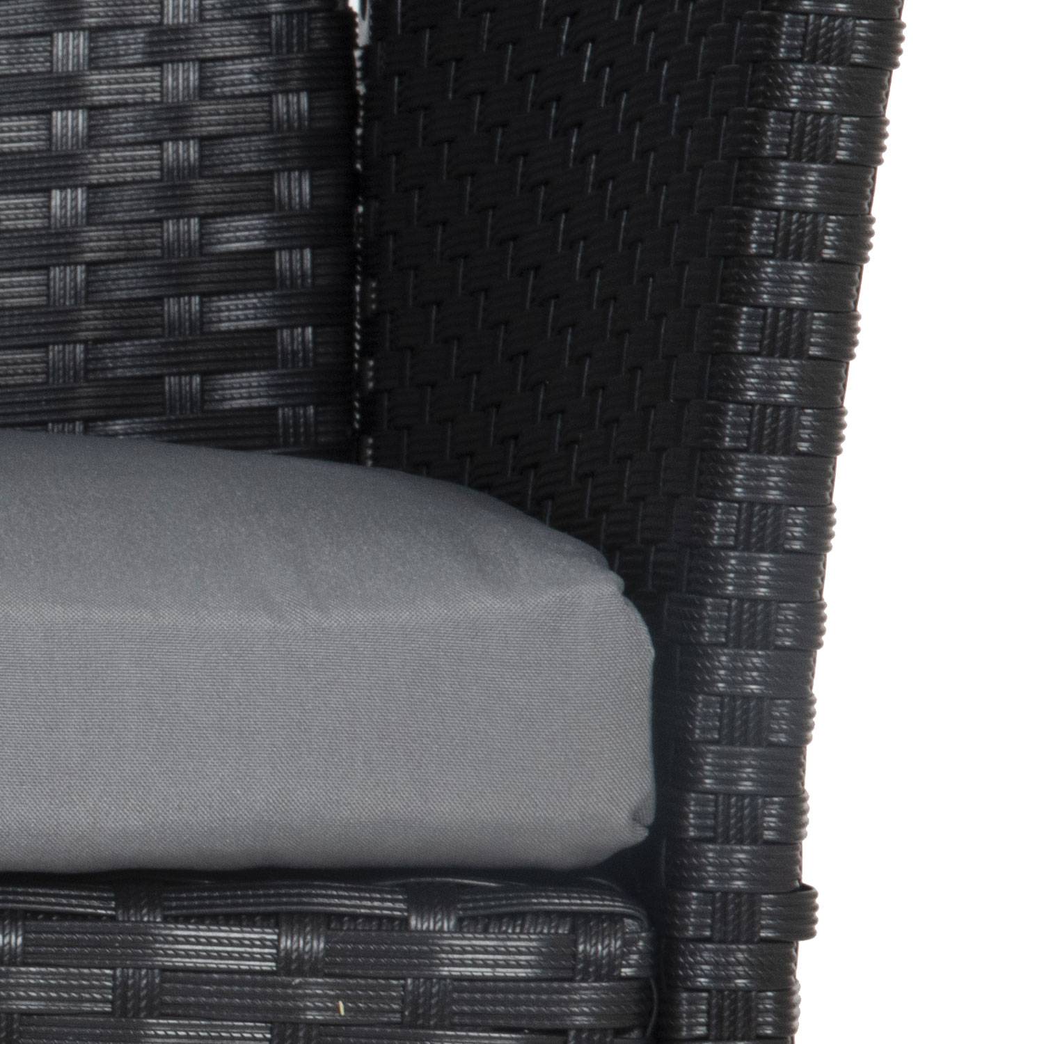 Salon de jardin CORDOUE en résine tressée noire 4 places - coussins gris - HAPPY GARDEN - Image 9