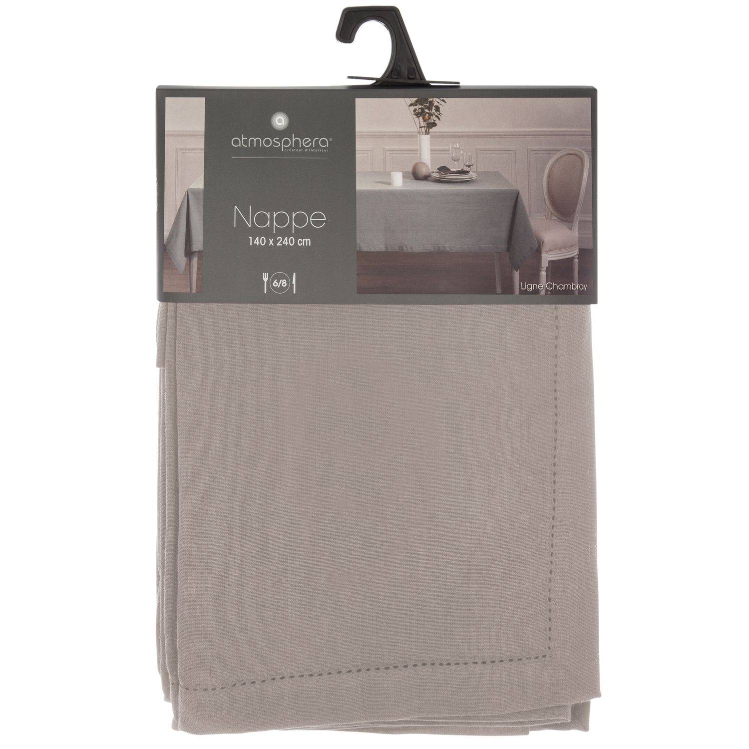 Nappe en coton Chambray Gris Clair 140 x 240 cm - Image 4