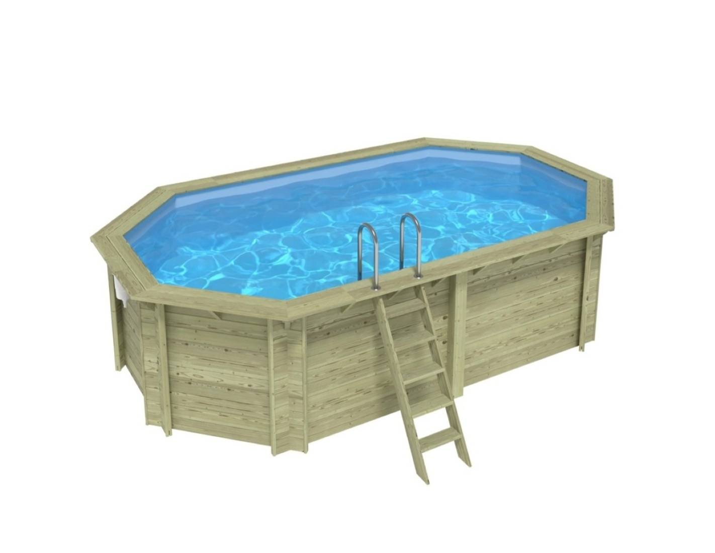 Altanka - Piscine hors sol en bois NEMO 5.79 x 3.49 - H.1.45 m, bleu pâle, fixations à visser - BAS7304OSPL - ALTANKA - Image 1