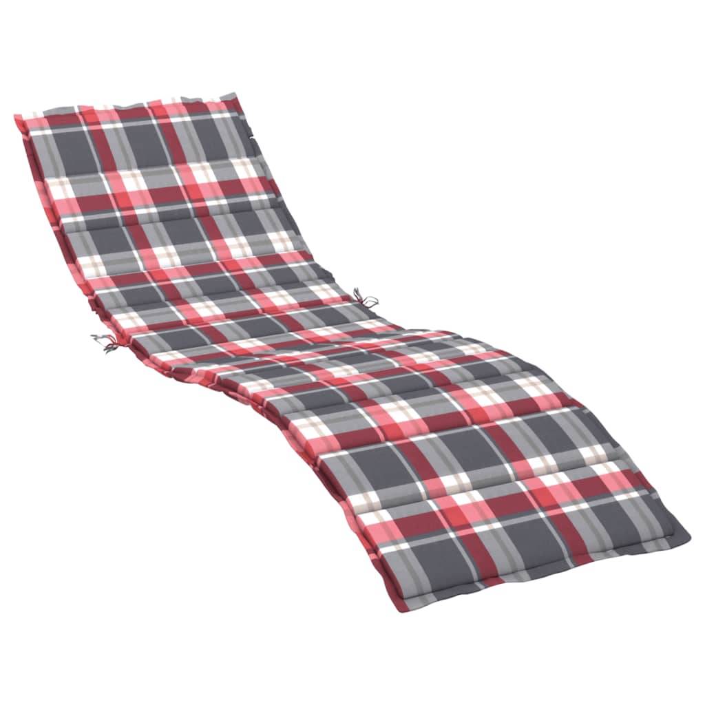 Coussin Bain de soleil | Coussin de chaise longue à carreaux rouge 200x70x3 cm Maison Chic - Image 1