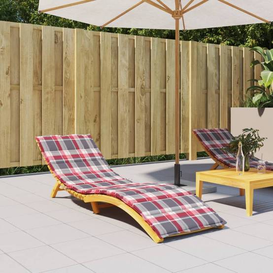 Coussin Bain de soleil | Coussin de chaise longue à carreaux rouge 200x70x3 cm Maison Chic - Image 2