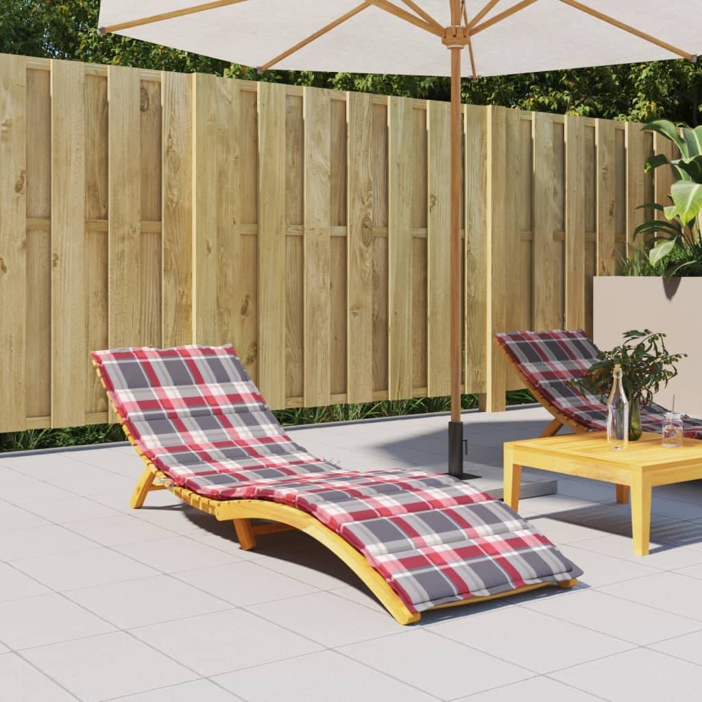 Coussin Bain de soleil | Coussin de chaise longue à carreaux rouge 200x70x3 cm Maison Chic - Image 2