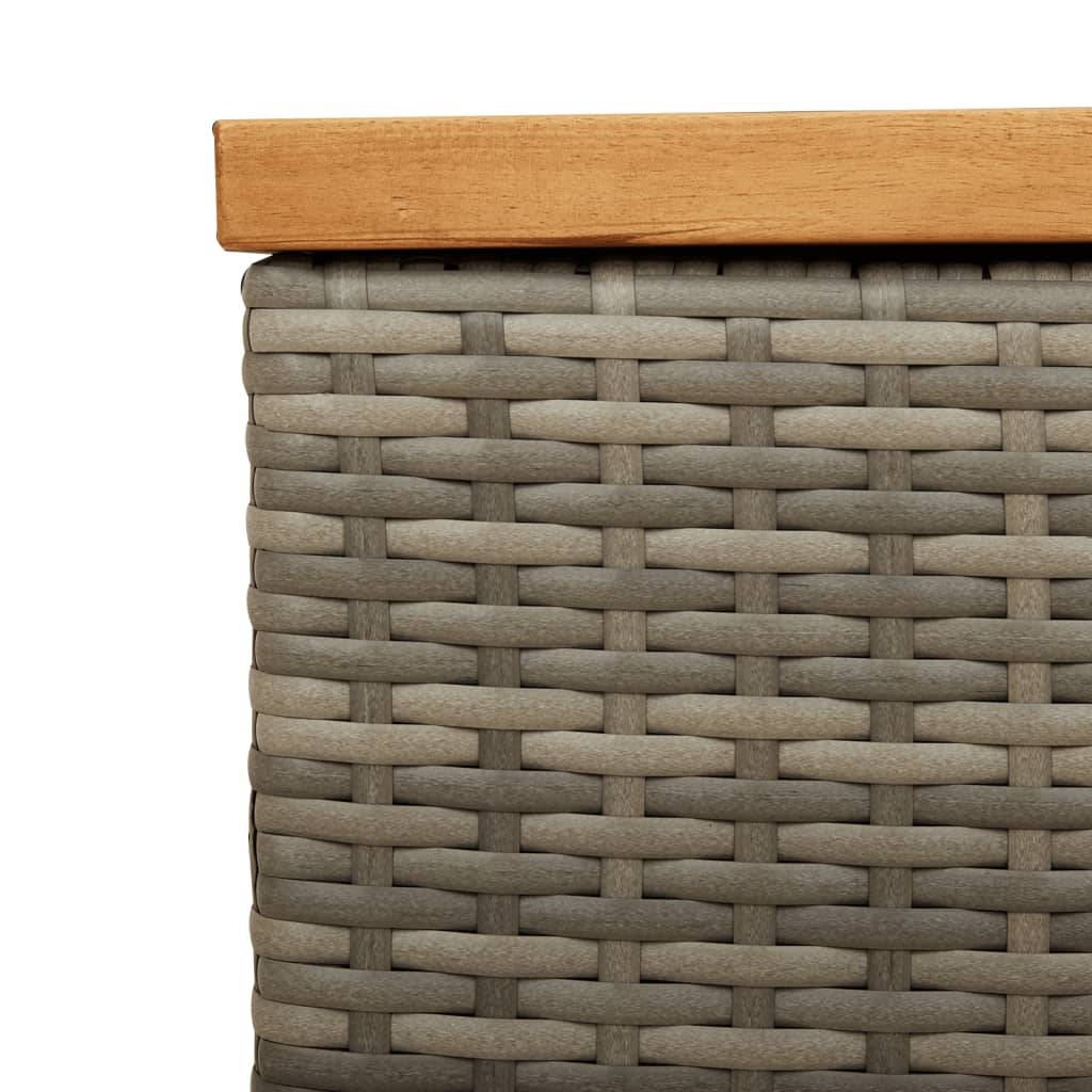 Coffre de rangement - Boîte de rangement extérieure - Coffre de jardin gris résine tressée bois d'acacia-JU12083 - Image 9