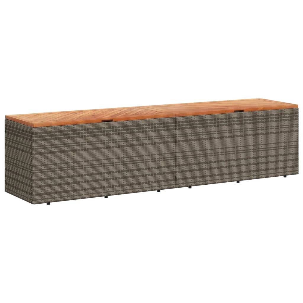 Coffre de rangement - Boîte de rangement extérieure - Coffre de jardin gris résine tressée bois d'acacia-JU12083 - Image 1